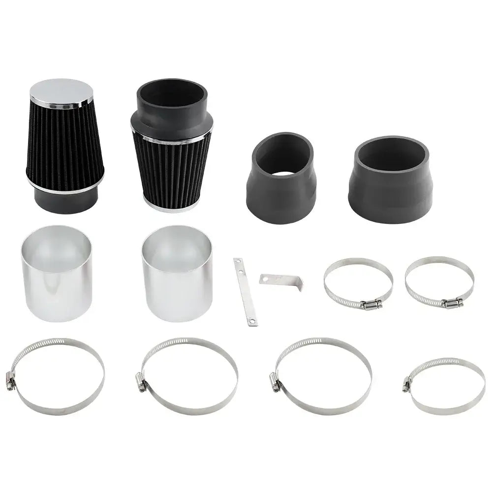 Mercedes-Benz C300 C350 cold air intake kit components including filters and couplers.