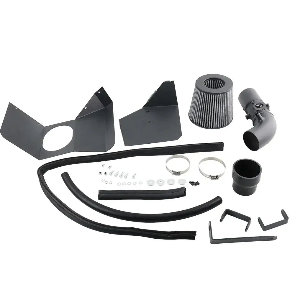 Toyota Corolla Cold Air Intake System components for 2009-2017, featuring durable black aluminum parts and high-performance filter.