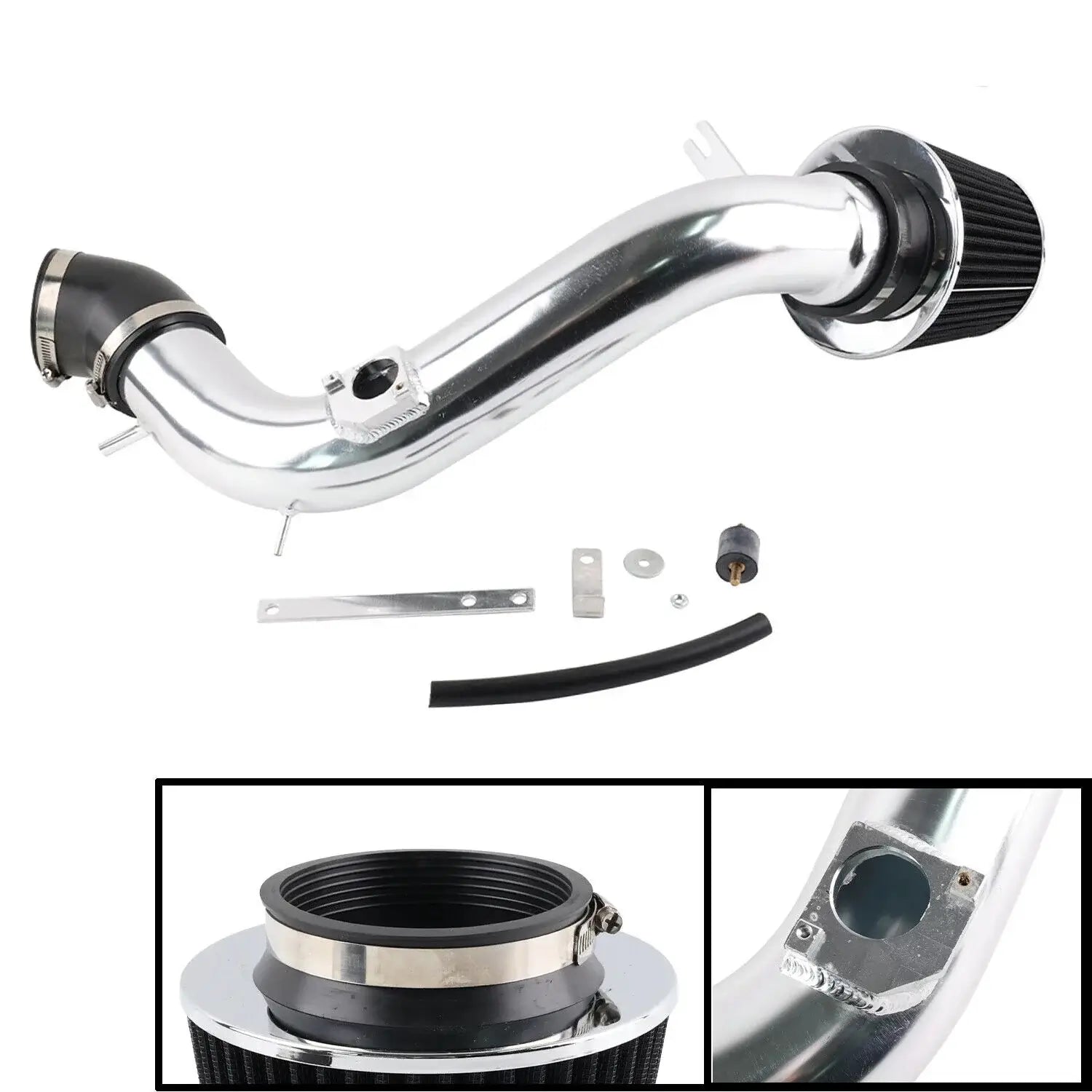 Mazda 6 3.0L V6 cold air intake kit with silver pipe and black filter for improved performance 2003-2008.