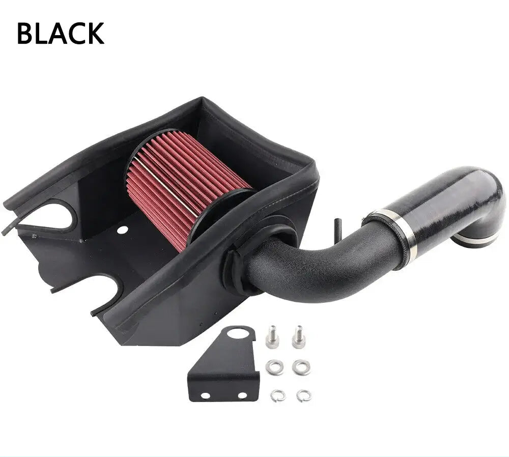 High-performance racing air intake kit for Audi, VW, Skoda, and Seat with red filter and black housing.