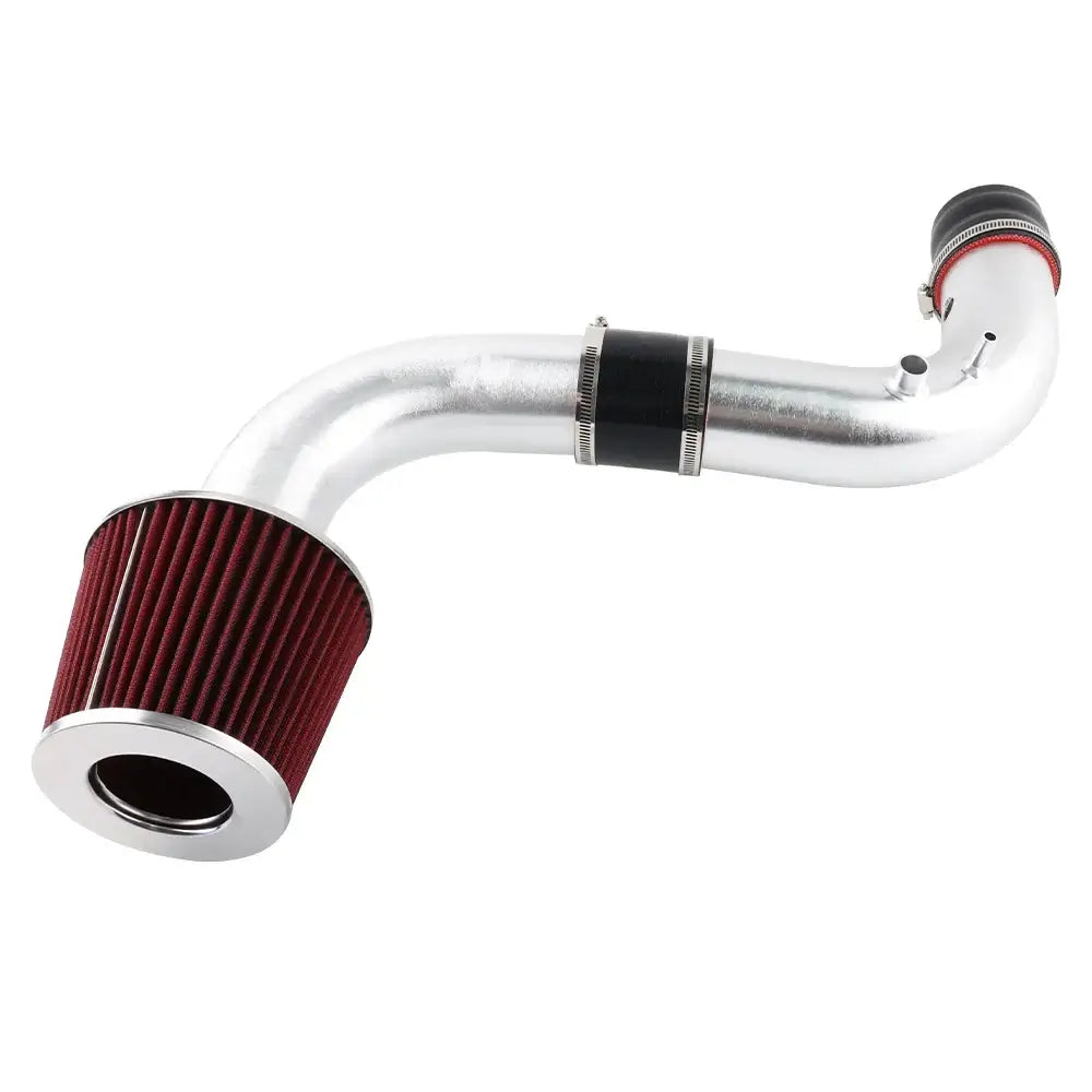 High-performance cold air intake for K-swapped Honda Civic and Acura Integra, featuring a red filter and polished finish.