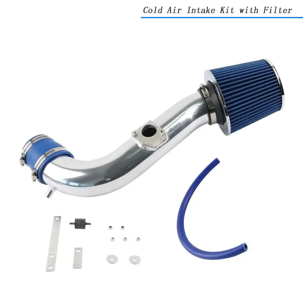 Toyota Altezza and Lexus IS300 cold air intake kit with blue filter and accessories for performance upgrade.