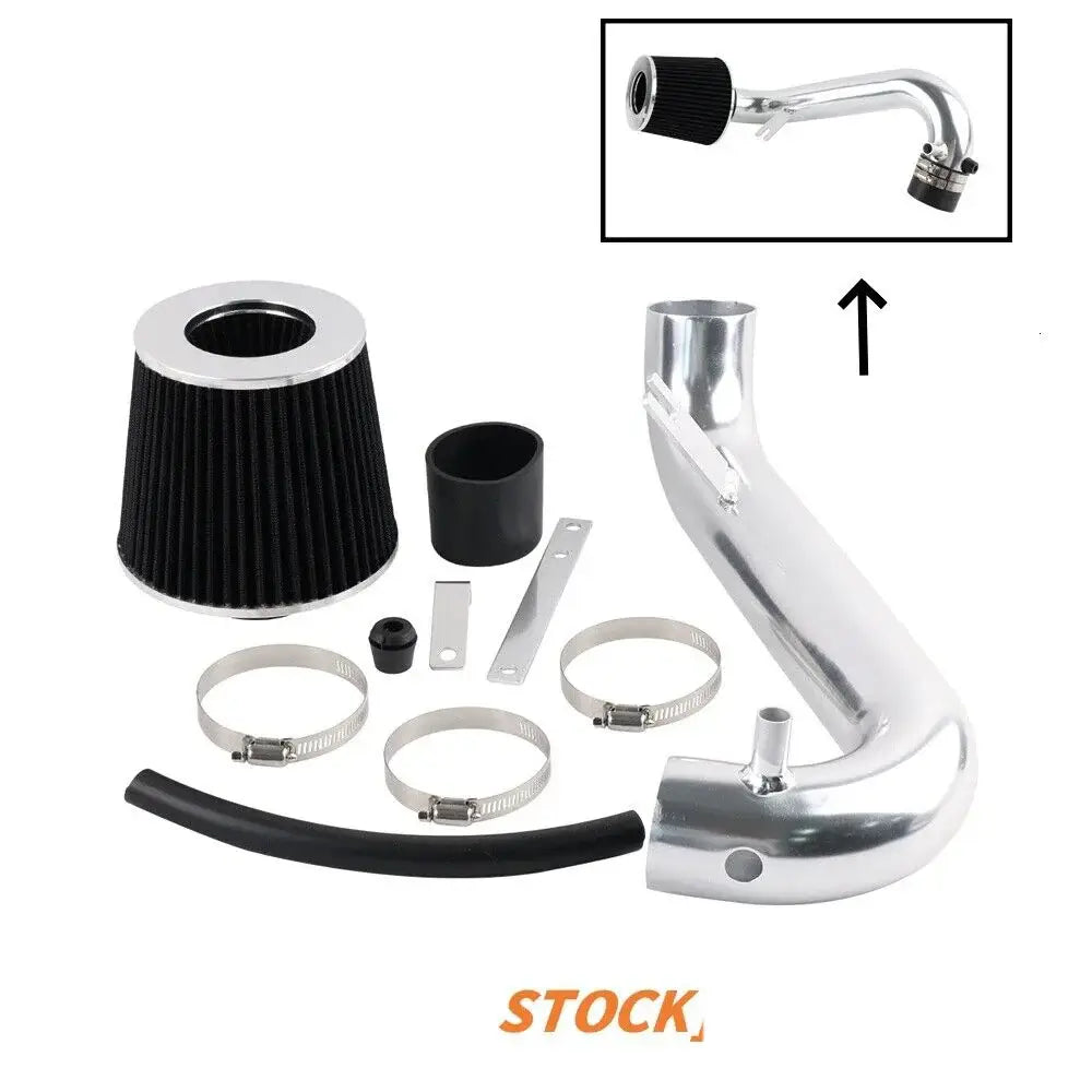 Cold Air Intake Induction Kit for 2001-2005 Honda Civic 1.7L, includes chrome pipe and filter components.