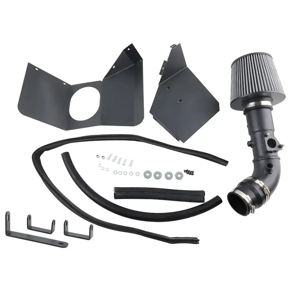 Toyota Corolla cold air intake system parts, including filter, tubing, and installation hardware, for enhanced performance.