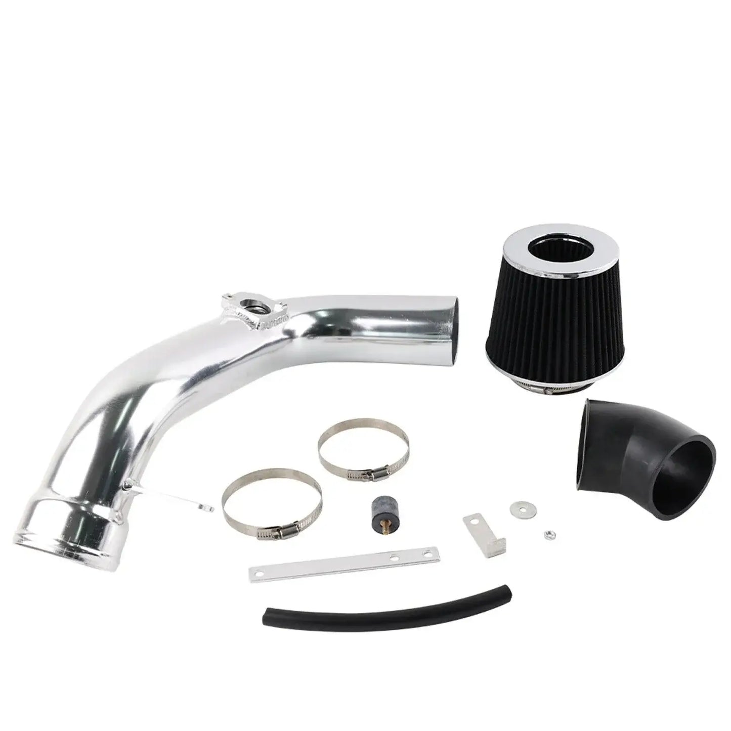 Mazda 6 3.0L V6 Cold Air Intake system parts including T-304 aluminum pipe and black filter.