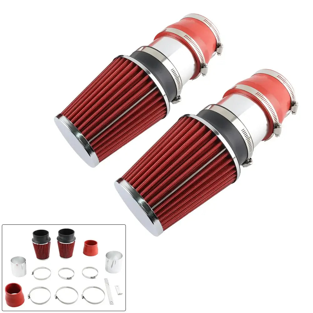 Cold air intake filters for 2008-2012 Mercedes Benz C300 and C350 with installation accessories.