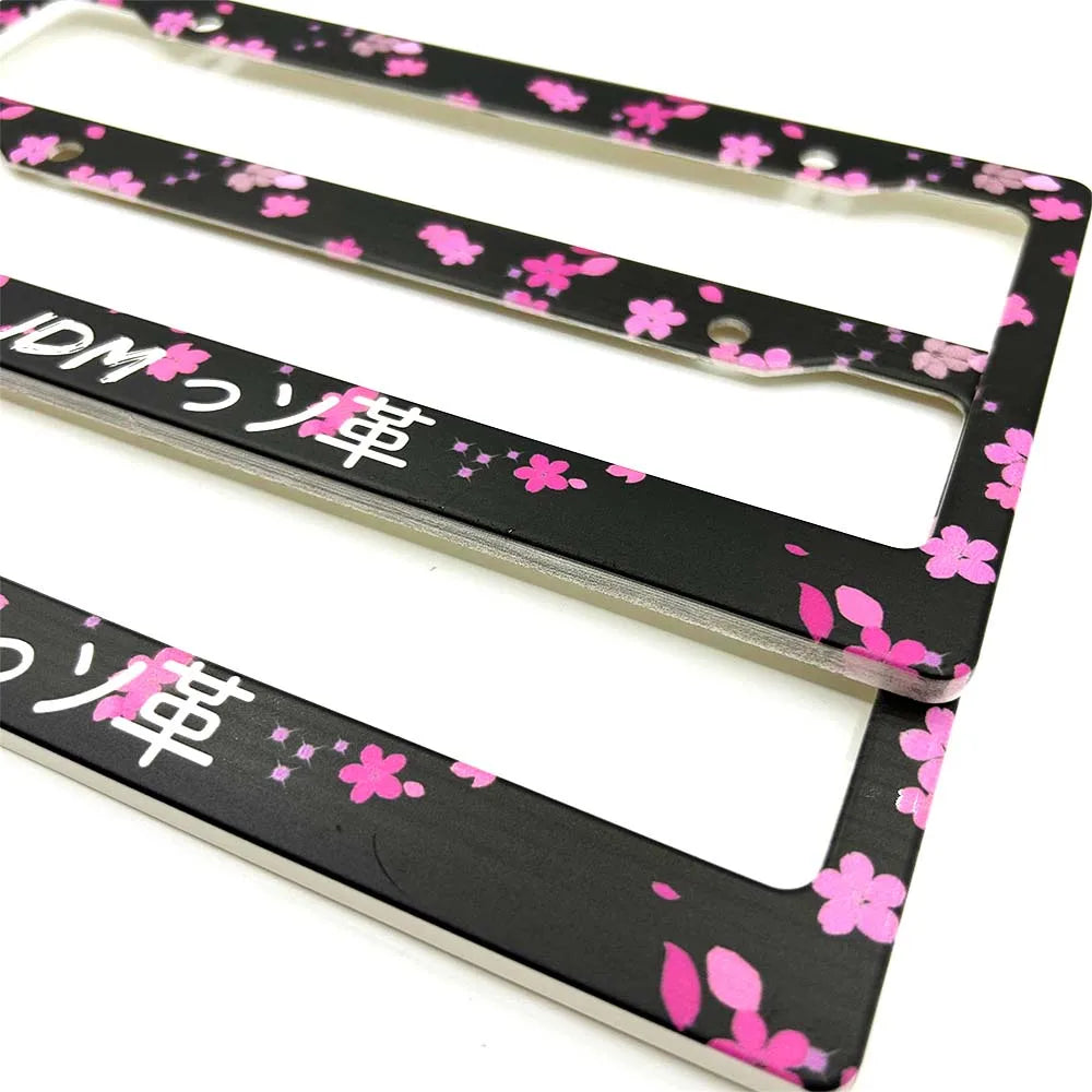 Japanese Flower License Plate Frame Cover