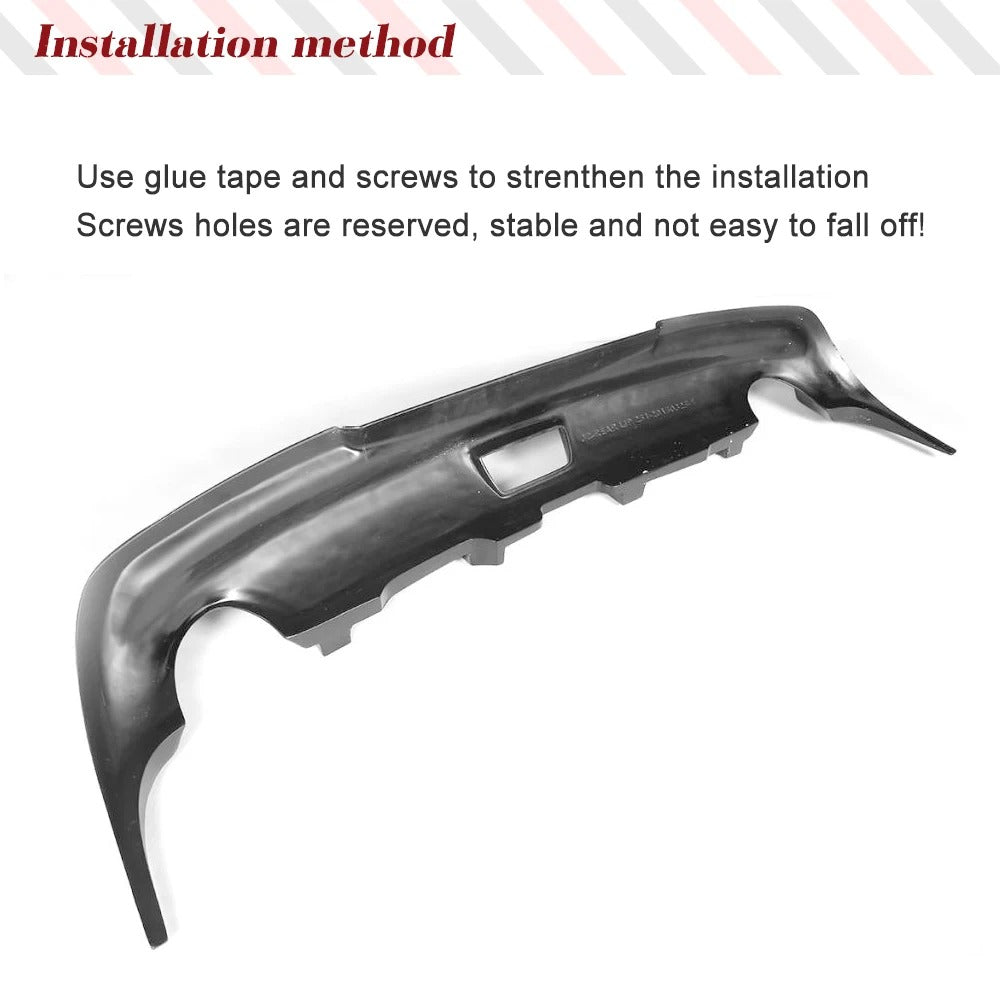 Car bumper with text on installation method on a white background