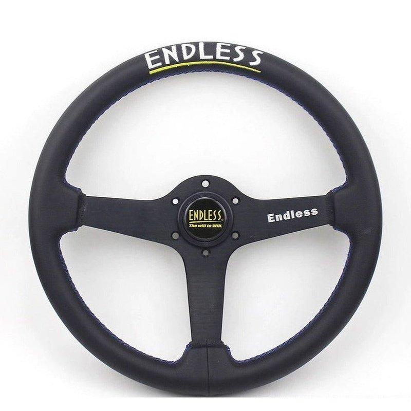 Endless 14" Leather Steering Wheel - Blue Stitch